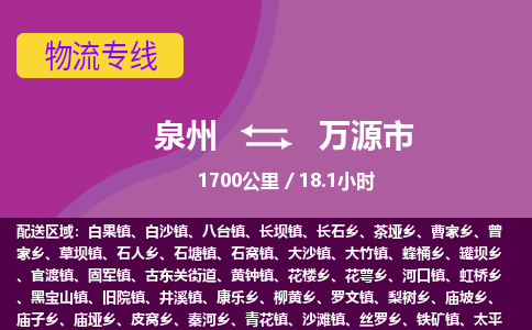 泉州到万源市物流专线-泉州到万源市货运（今日/热点线路）